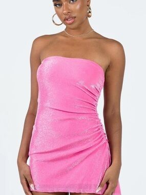 Princess Polly Pink Sparkle Strapless Mini Dress